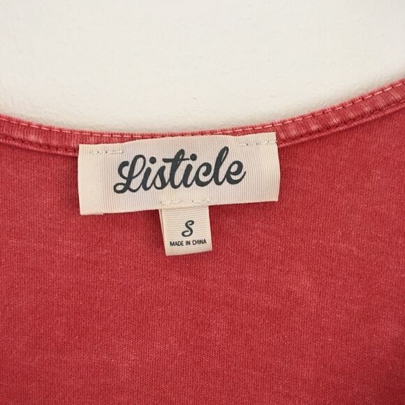 Listicle boho coral sleeveless ruffle top | Size S - Picture 3 of 7
